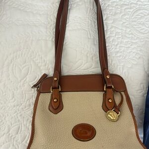 Dooney & Bourke Tan and Brown Shoulder Bag with Structured Design
